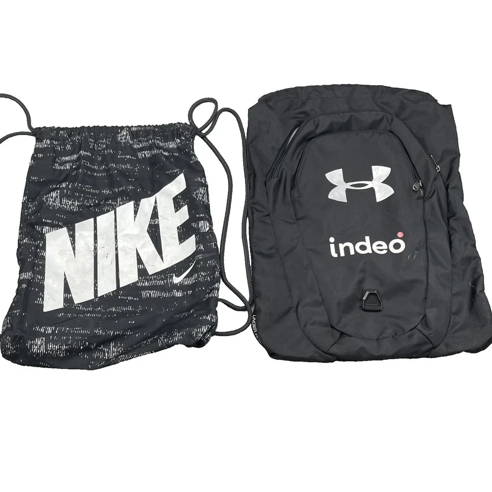 Nike Under Armour lot of 2 Backpack Gym Bag Drawstring Hiking‎ Camping Travel